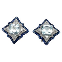 Lucea New York Aquamarine Sapphire Diamond Earrings