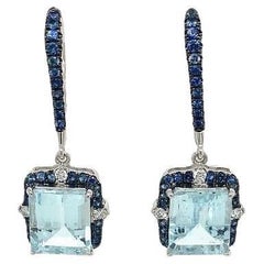 Aquamarin-Saphir-Diamant-Ohrringe von Lucea New York