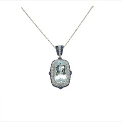 Lucea New York Aquamarine Sapphire Diamond Pendant