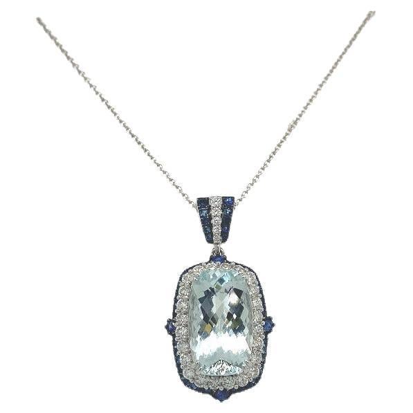 Lucea New York Aquamarine Sapphire Diamond Pendant For Sale