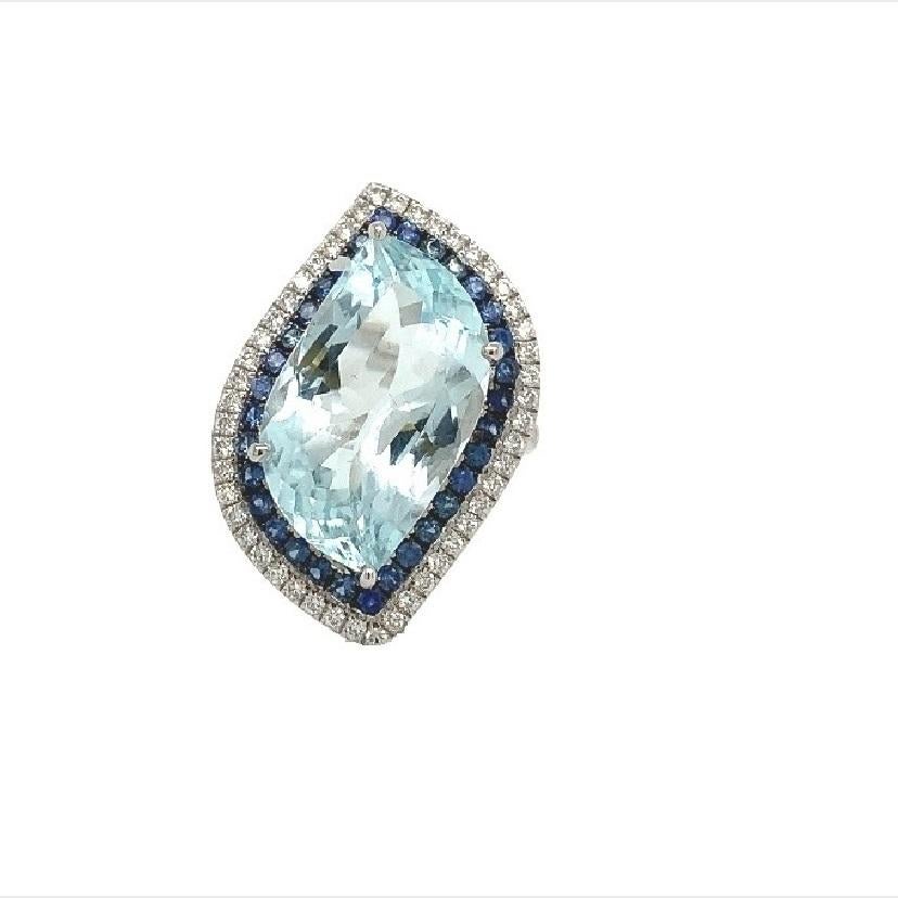 Women's Lucea New York Aquamarine Sapphire Diamond Ring For Sale