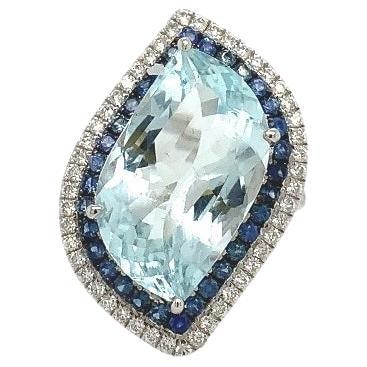 Aquamarin-Saphir-Diamant-Ring von Lucea New York im Angebot