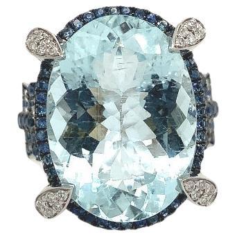 Aquamarin-Saphir-Diamant-Ring von Lucea New York