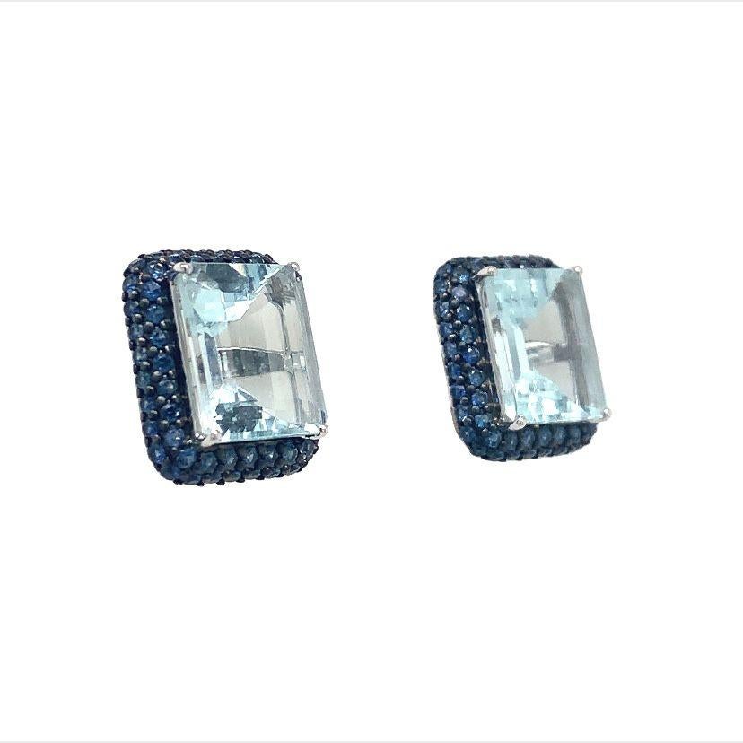 Mixed Cut Lucea New York Aquamarine Sapphire Earrings For Sale