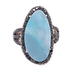 Retro Lucea New York Australian Opal Ring with Black Diamonds Accent