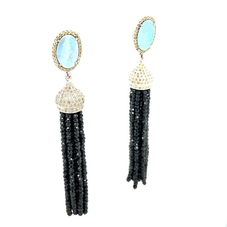 ruby tassel earrings