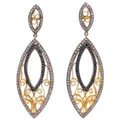 Lucea New York Black and Rustic Diamond Swirl Drop Earrings