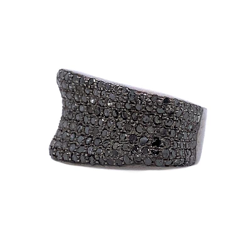 Contemporary Lucea New York Black Diamond Cocktail Ring For Sale