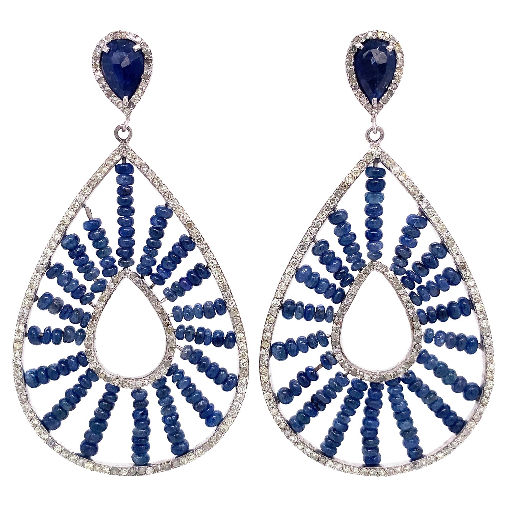 Lucea New York Boucles d'oreilles en saphir bleu et diamants