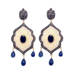 Lucea New York Blue Sapphire, Diamond and Pearl Chandelier Earring