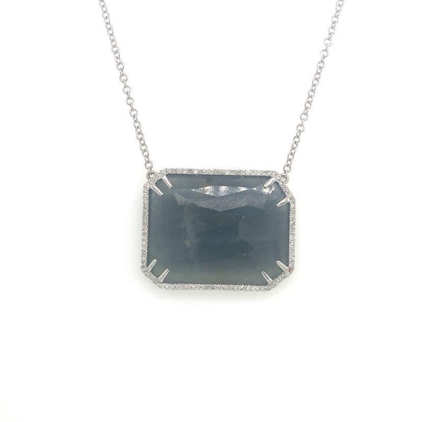Contemporary Lucea New York Blue Sapphire Diamond Necklace For Sale