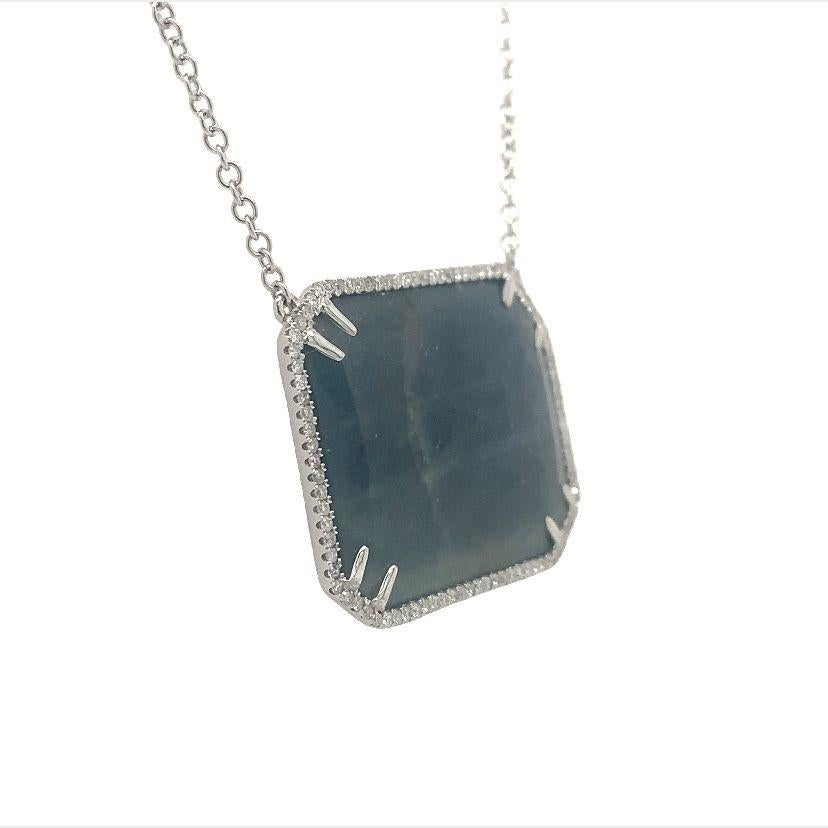 Women's or Men's Lucea New York Blue Sapphire Diamond Necklace For Sale