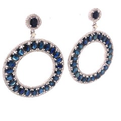 Pendientes circulares con gota de zafiro azul Lucea New York