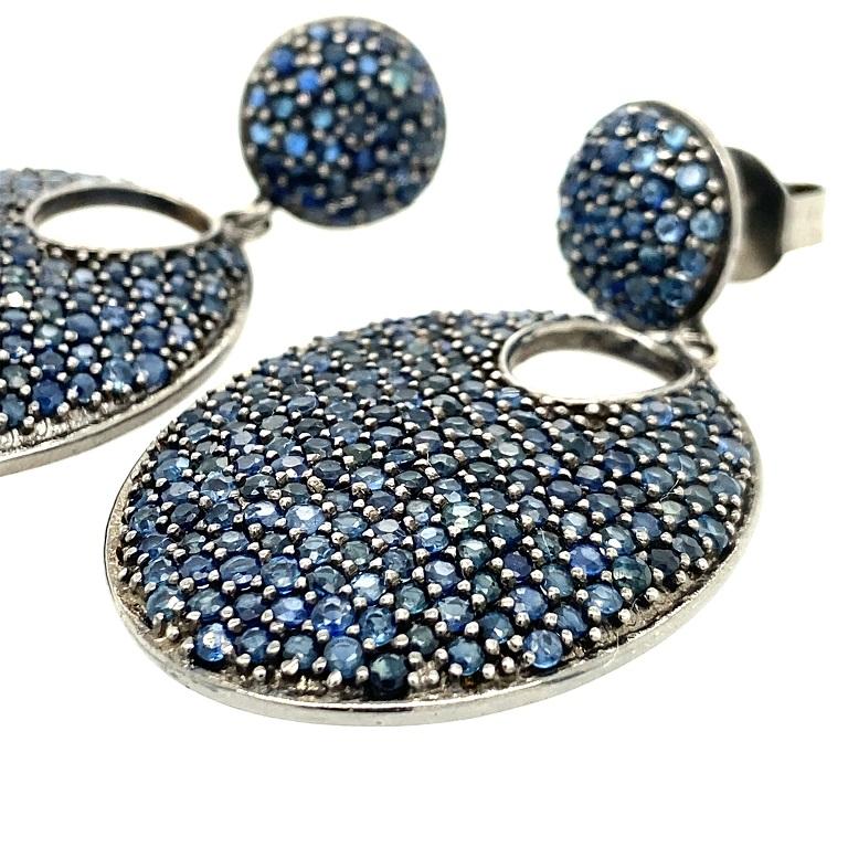 Contemporary Lucea New York Blue Sapphire Drop Earrings For Sale