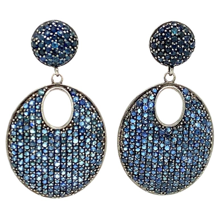 Lucea New York Blue Sapphire Drop Earrings For Sale