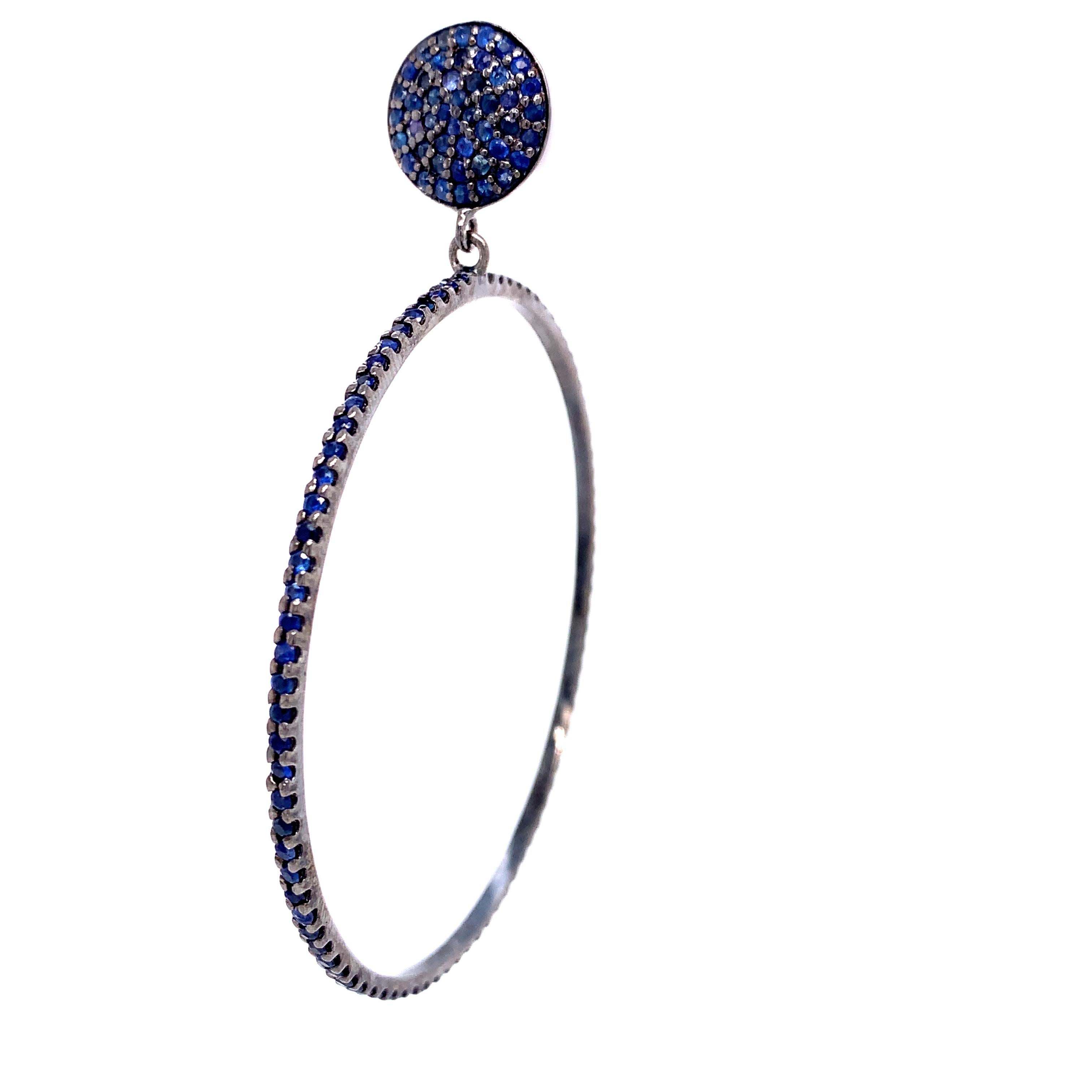 Contemporary Lucea New York Blue Sapphire Hoop Earrings