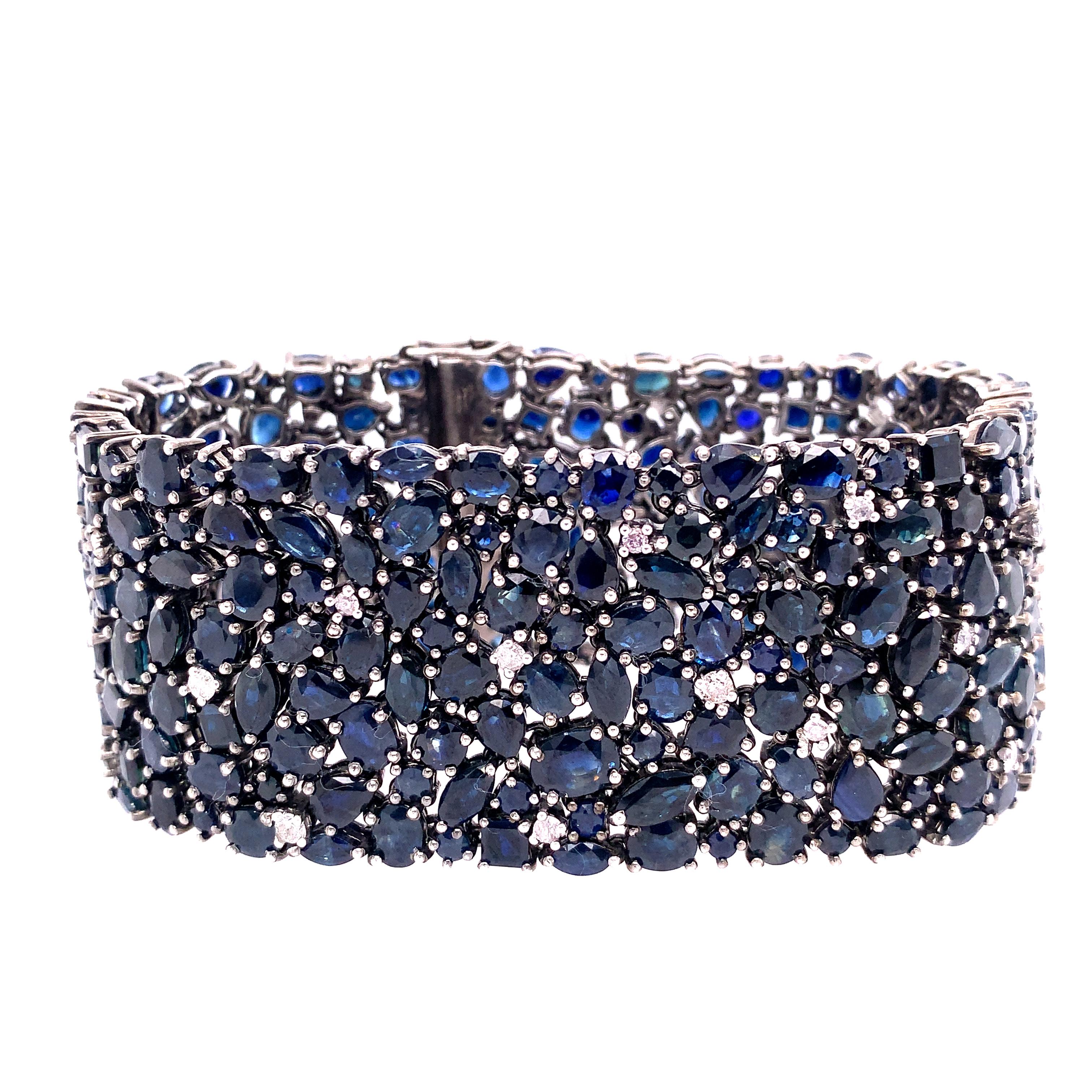 Contemporary Lucea New York Blue Sapphire Statement Bracelet