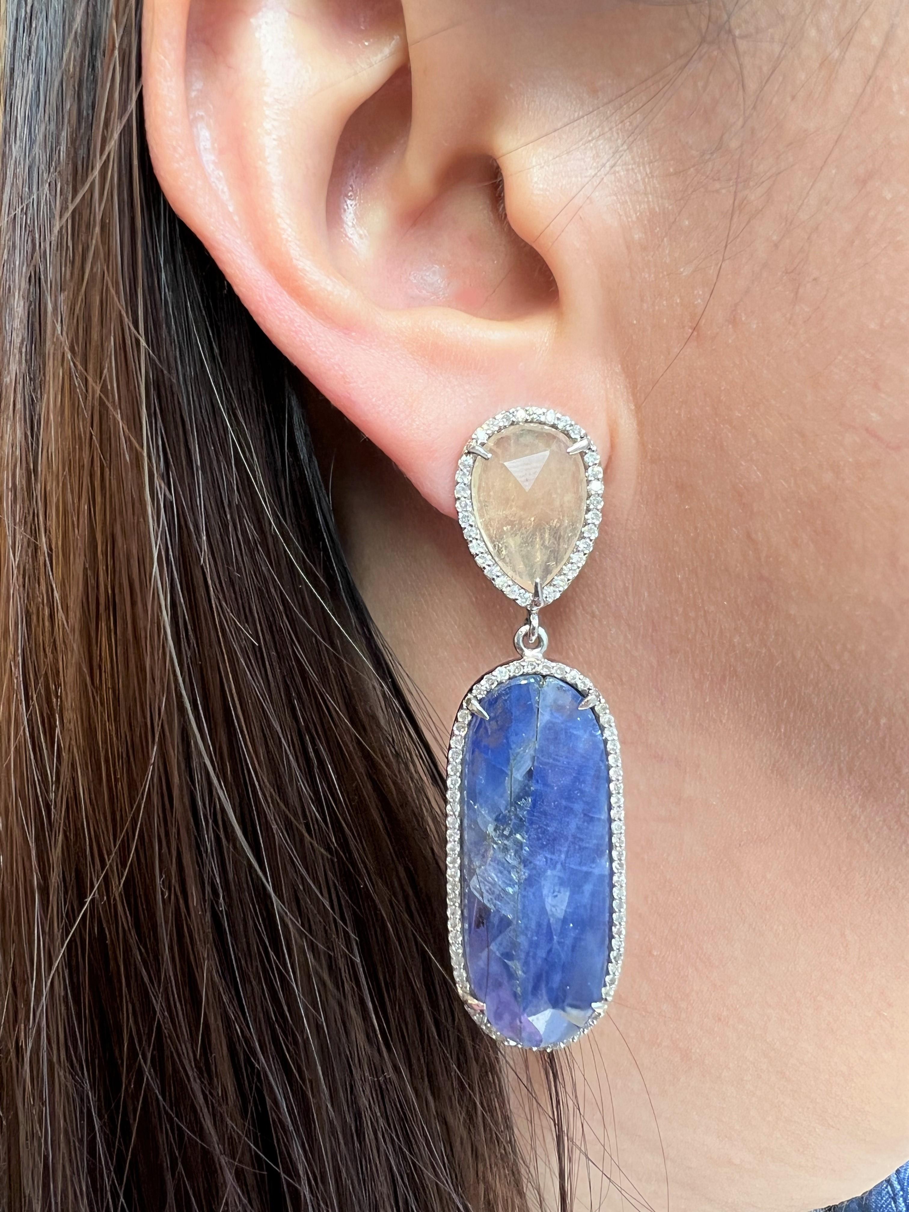 Women's Lucea New York Blue & White Sapphire Statement Earrings For Sale