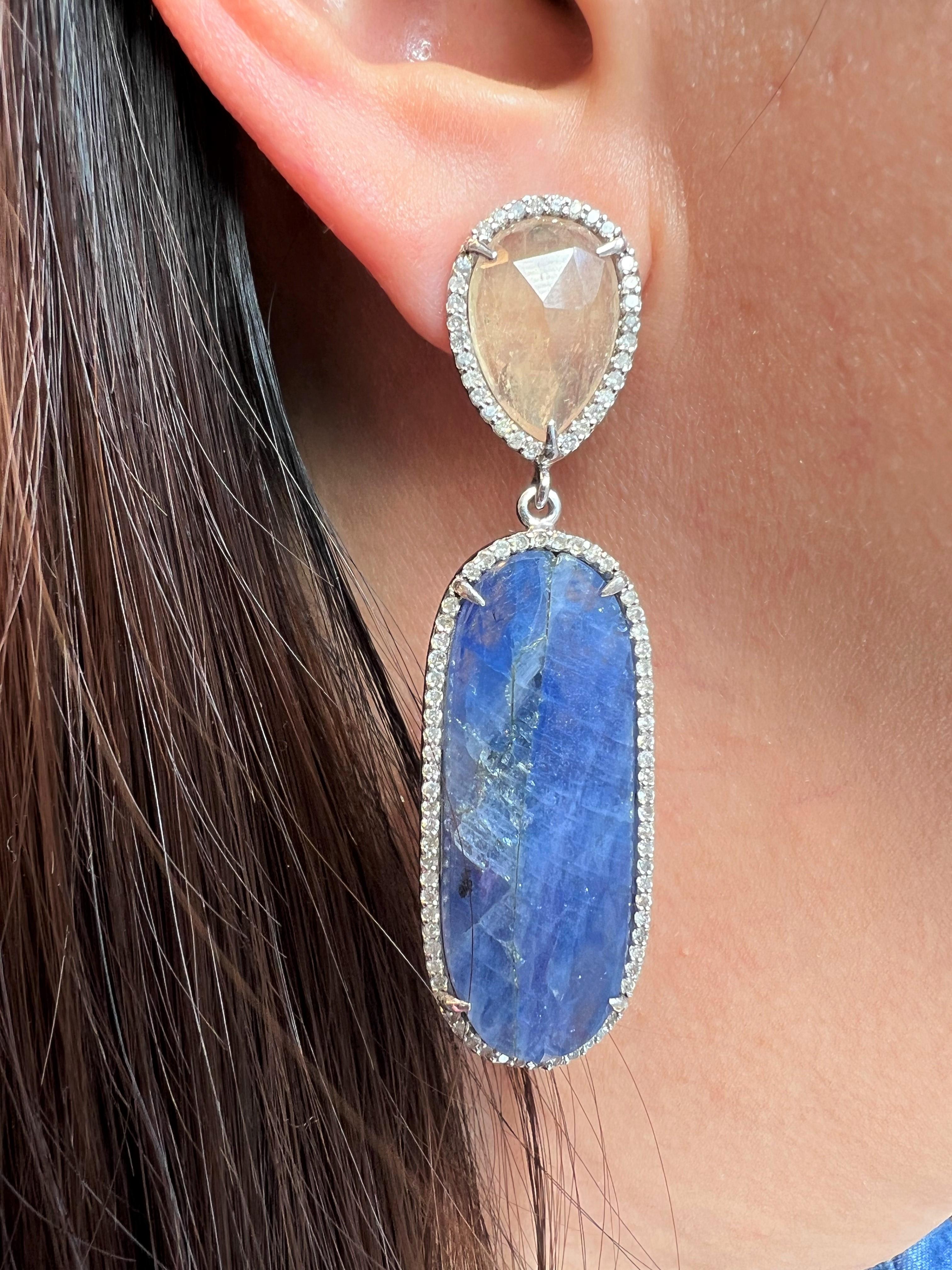 Lucea New York Blue & White Sapphire Statement Earrings For Sale 1