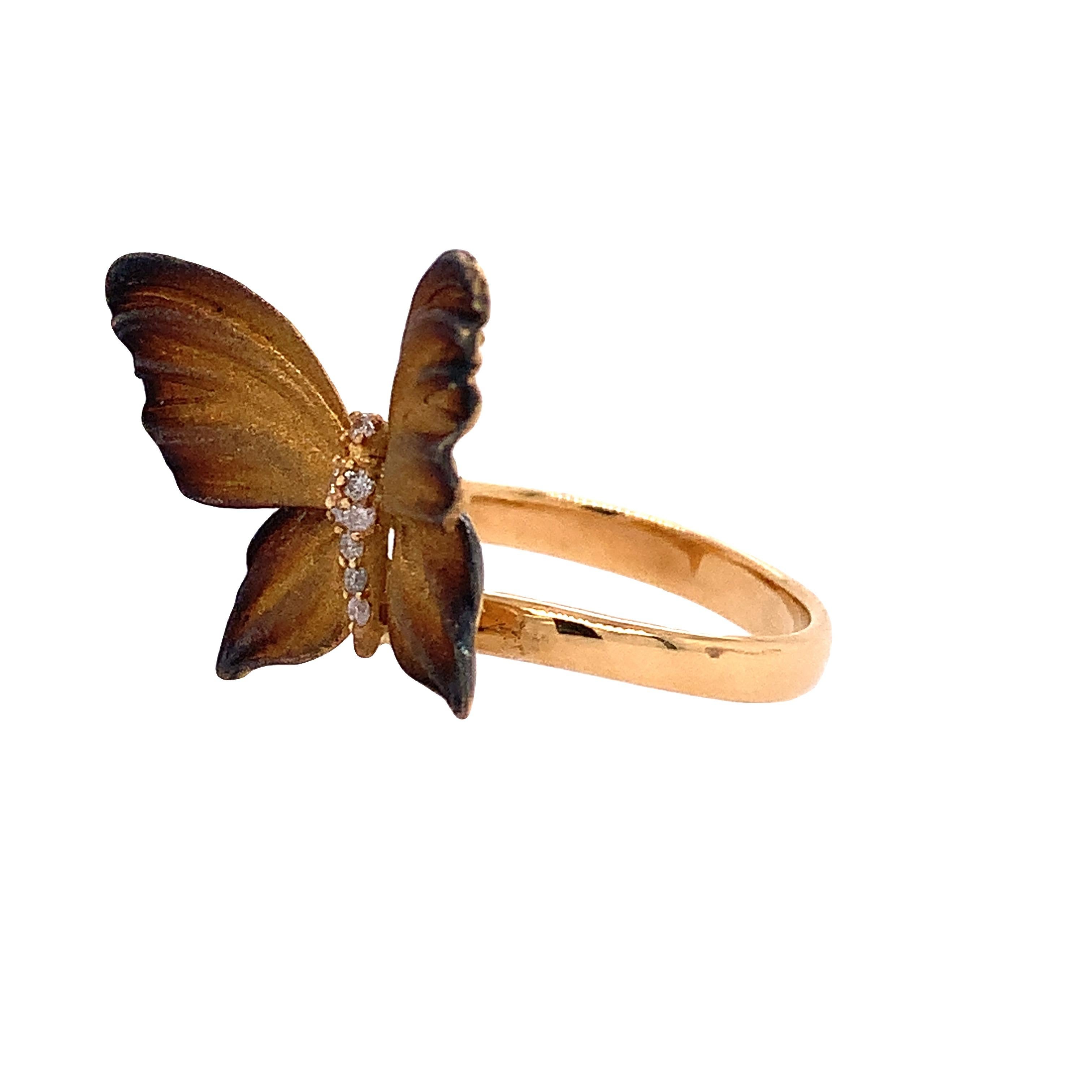 Contemporain Lucea New York Bague papillon en or et diamants en vente