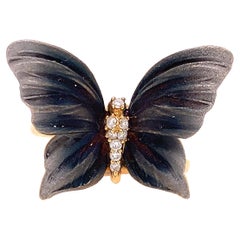 Gold- und Diamantring mit Schmetterling von Lucea New York