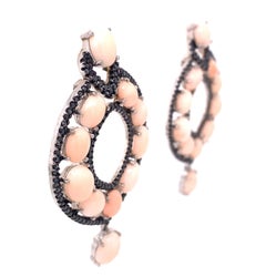 Lucea New York Coral and Black Diamond Statement Earring