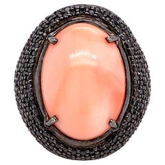 Lucea New York Coral & Black Diamond Ring