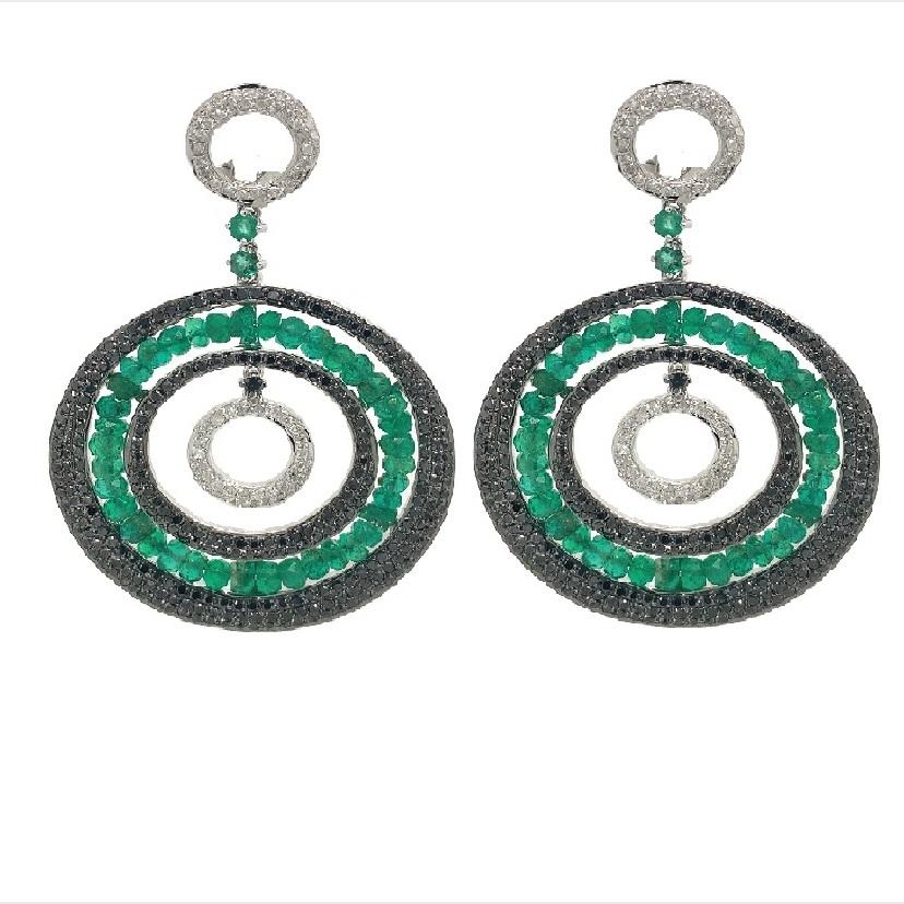 Women's Lucea New York Diamond And Emerald Earrings For Sale