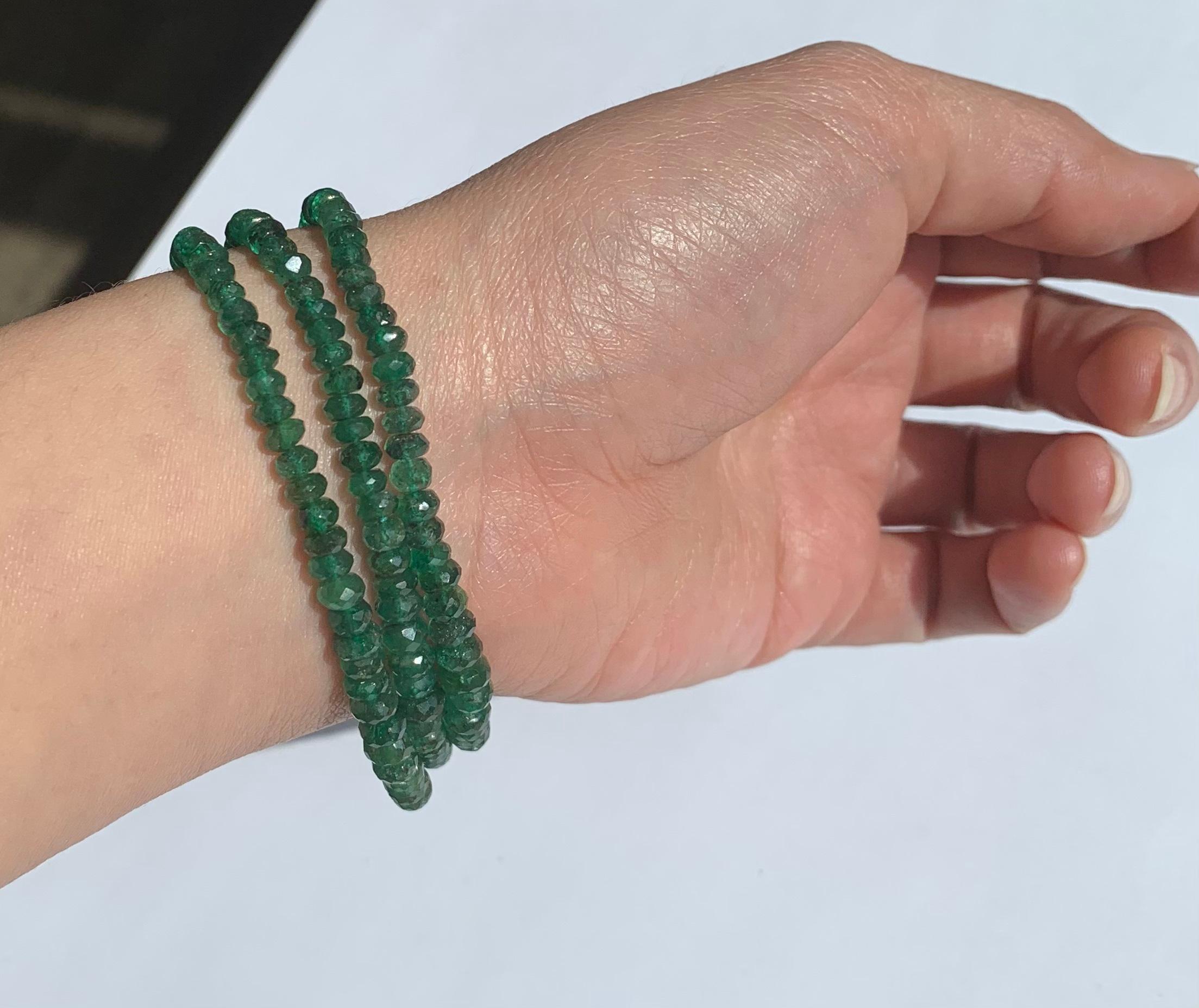 Contemporary Lucea New York Diamond & Emerald Beaded Bracelet For Sale
