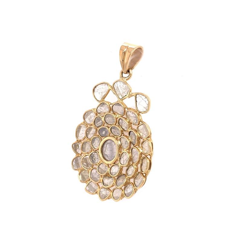 Slice of Life Collection

Fun blooming Diamond slice pendant set in solid 18K yellow gold. 

Diamond Slice: 4.12ct total weight.

