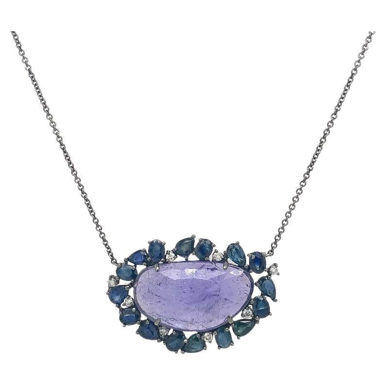 Lucea New York Collier de tanzanites et de saphirs bleus