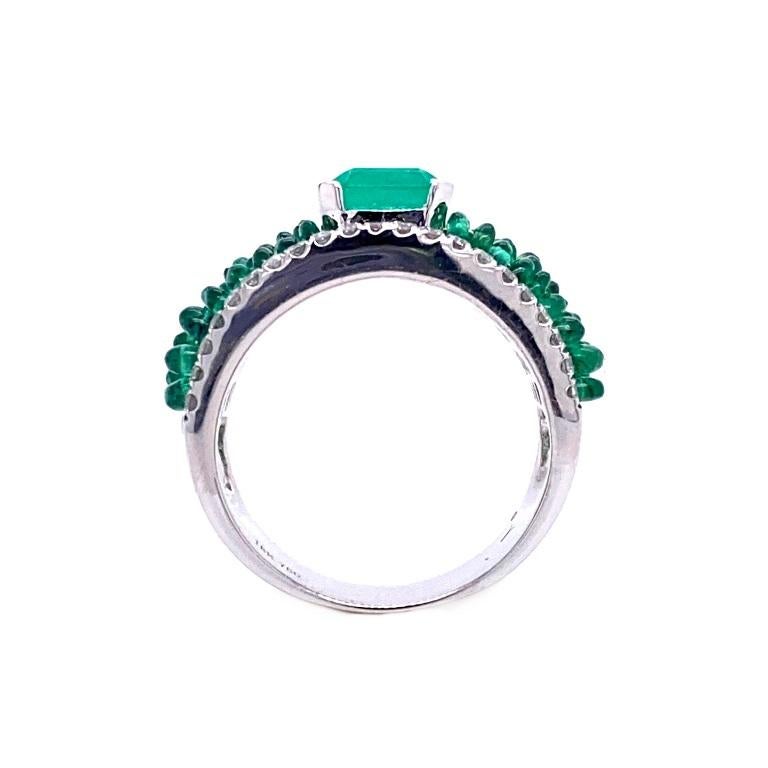 Emerald Cut Lucea New York Emerald and Diamond Cocktail Ring For Sale