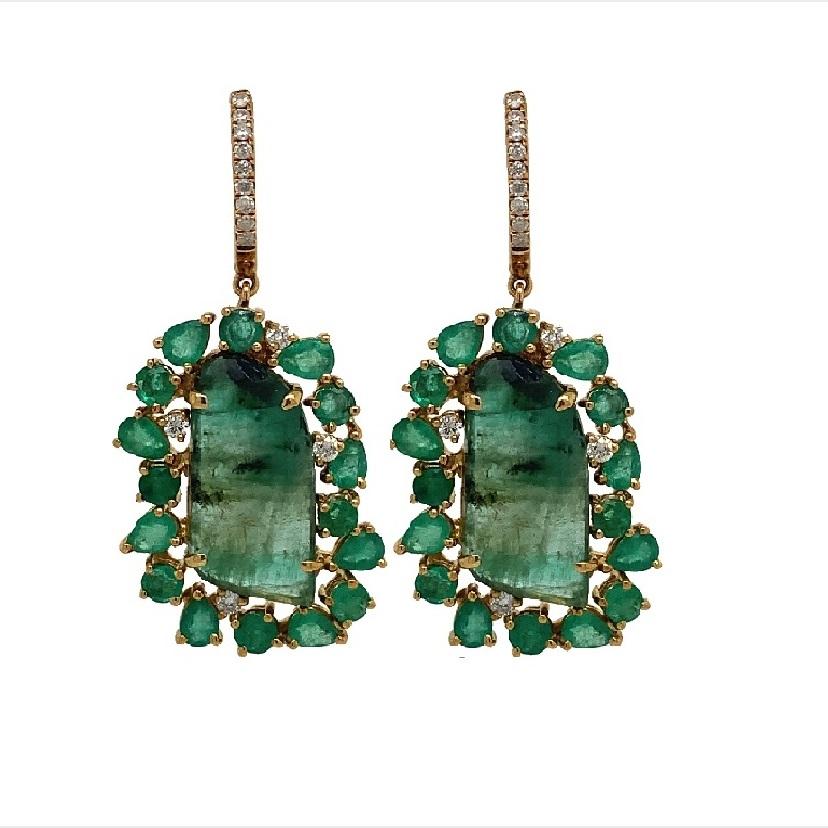 Women's Lucea New York Emerald and Diamond Earrings For Sale