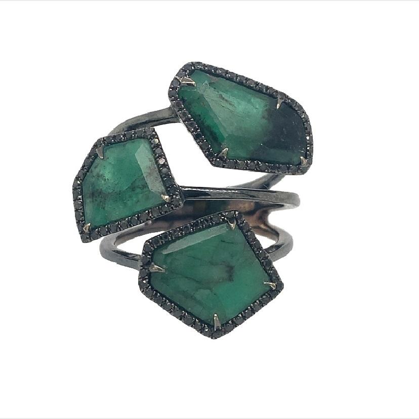 Women's Lucea New York Emerald and Diamond Ring For Sale