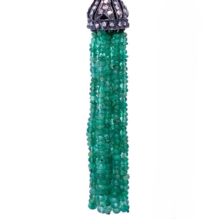 Contemporary Lucea New York Emerald and Diamond Tassel Earrings