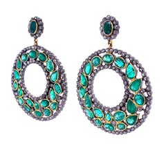 Lucea New York Emerald and Diamond Two-Tone Earrings