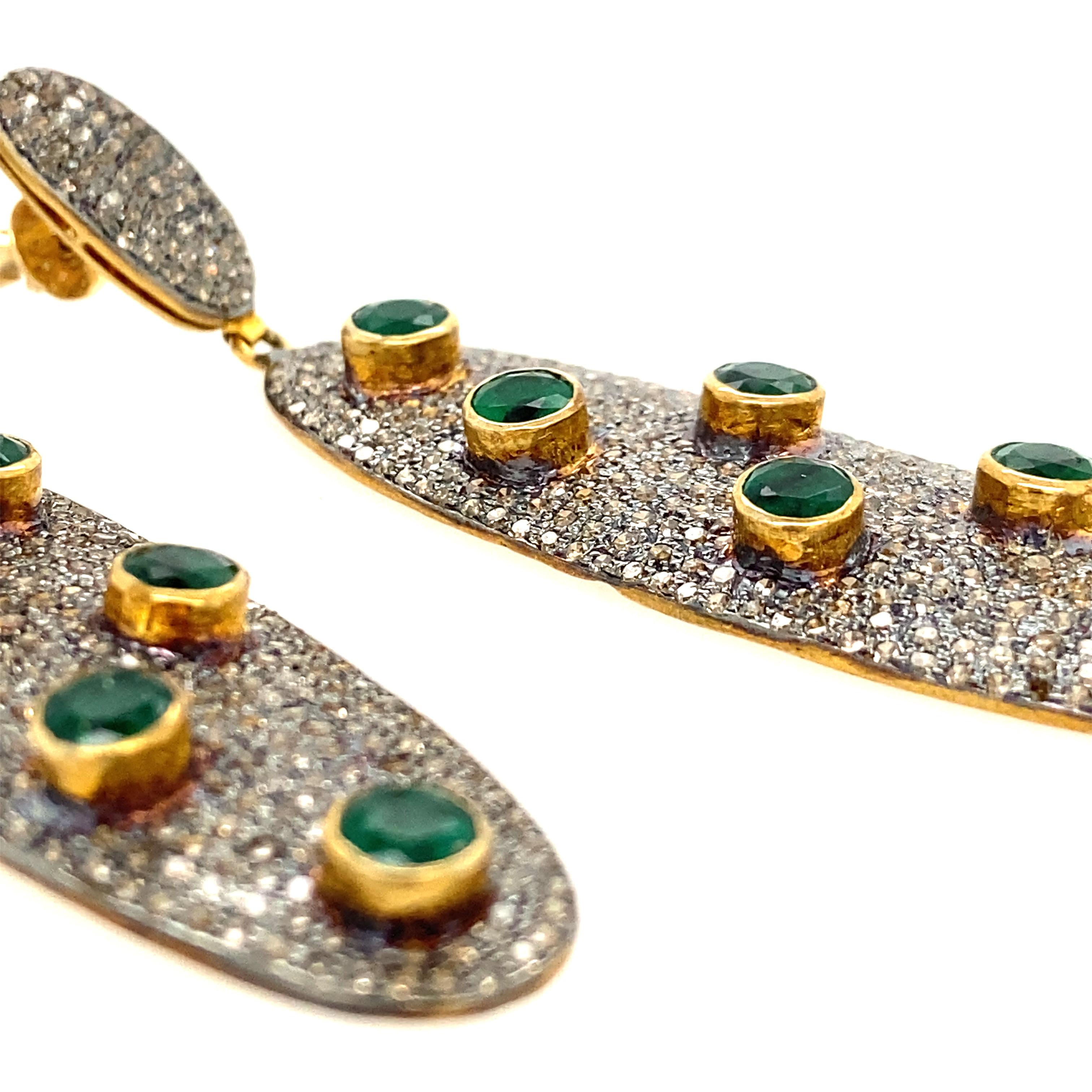 Contemporary Lucea New York Emerald and Icy Diamond Drop Earrings For Sale