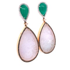 Lucea New York Emerald and Jade Carved Statement Earring