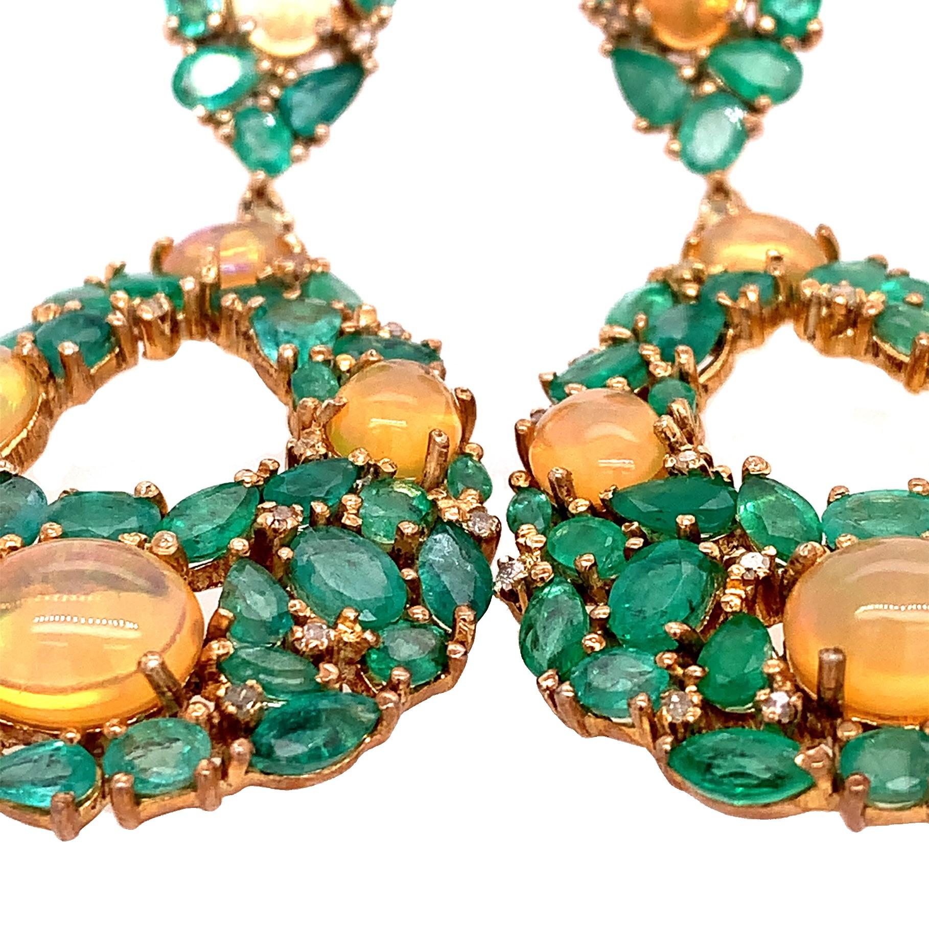 emerald and opal earrings