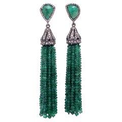 Lucea New York Emerald Bead Tassel Earrings