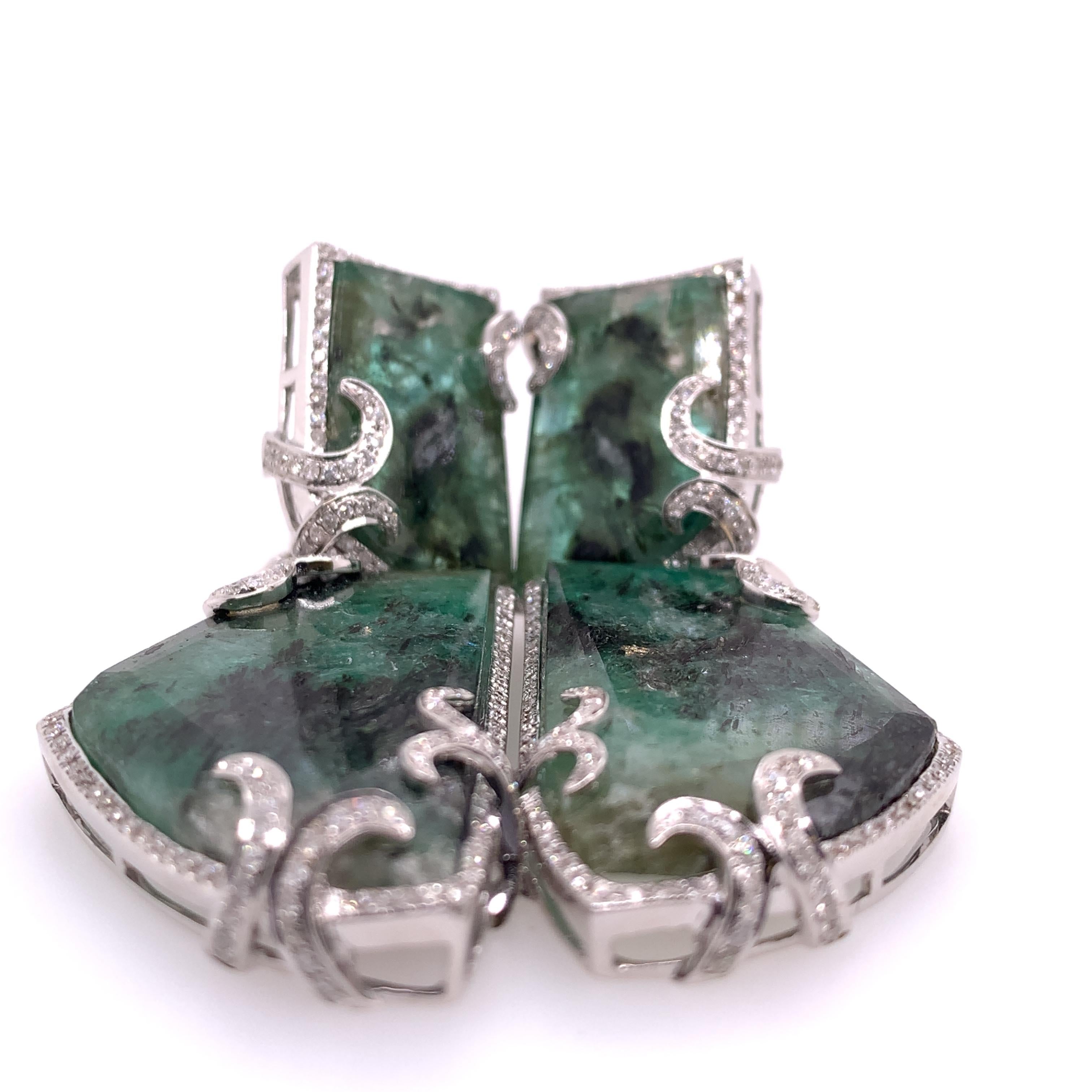 Women's Lucea New York Emerald & Diamond Earrings For Sale