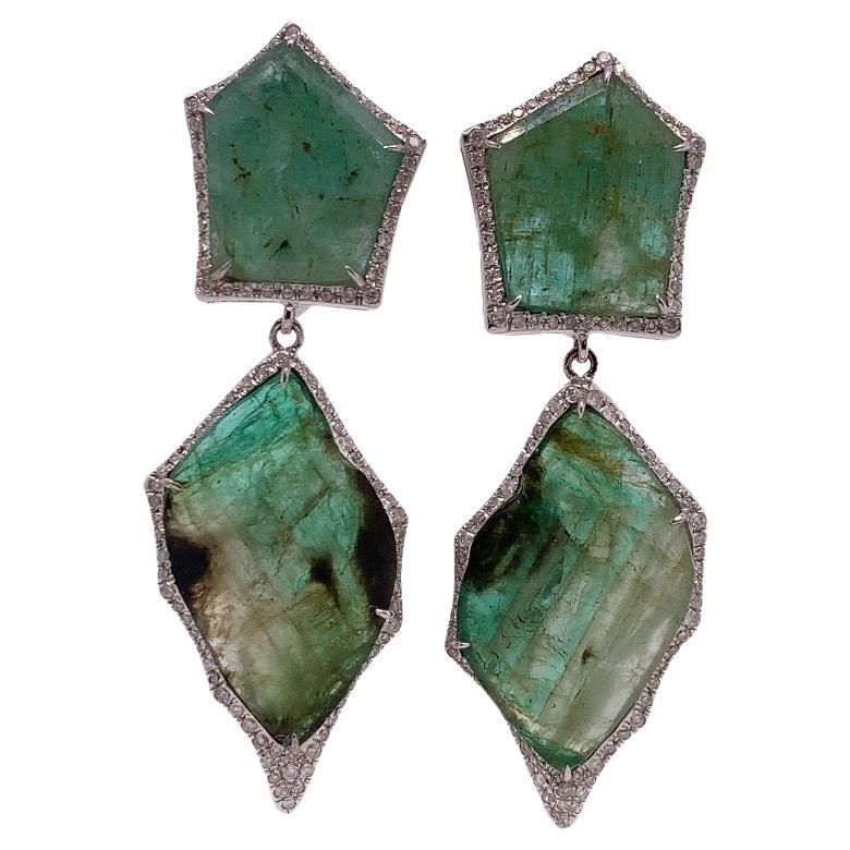 Lucea New York Emerald & Diamond Earrings For Sale