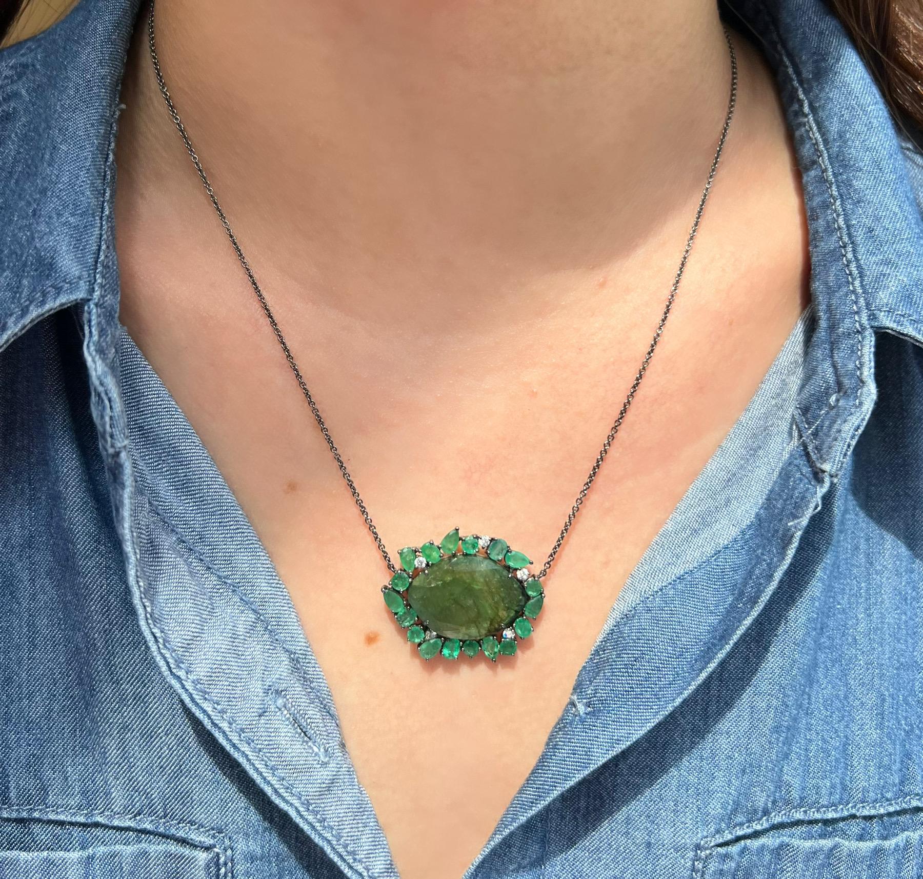 Lucea New York Emerald & Diamond Pendant For Sale 1