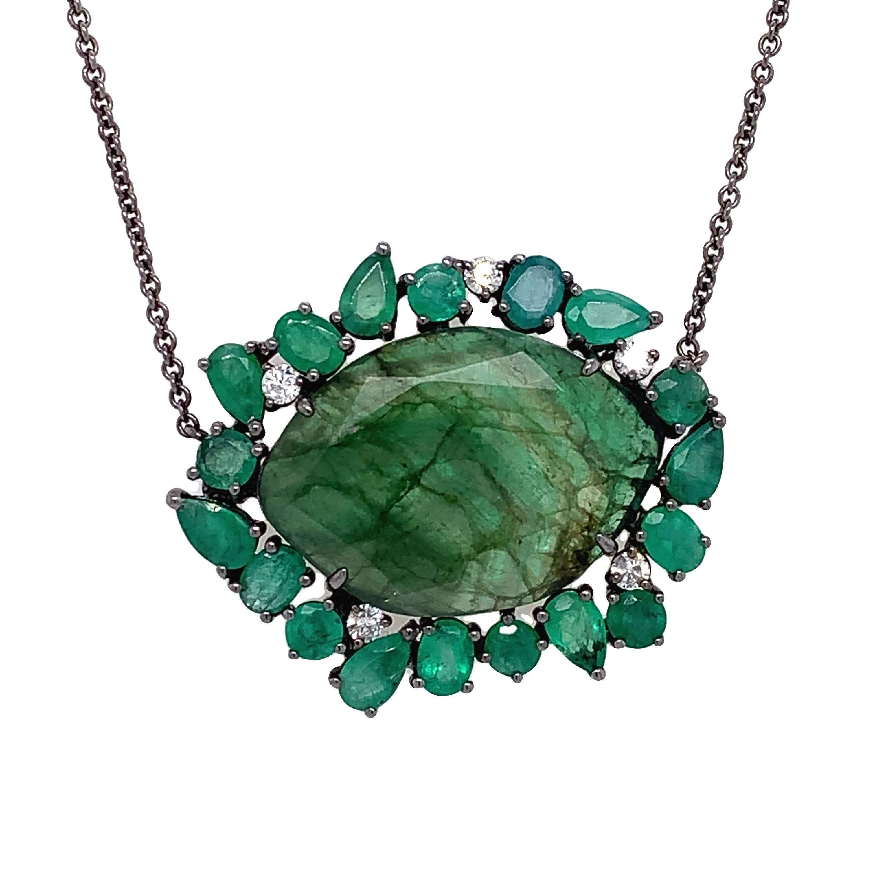 Lucea New York Emerald & Diamond Pendant For Sale
