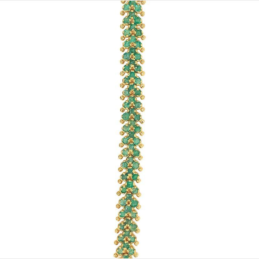 Round Cut Lucea New York Emerald Silver Bracelet For Sale