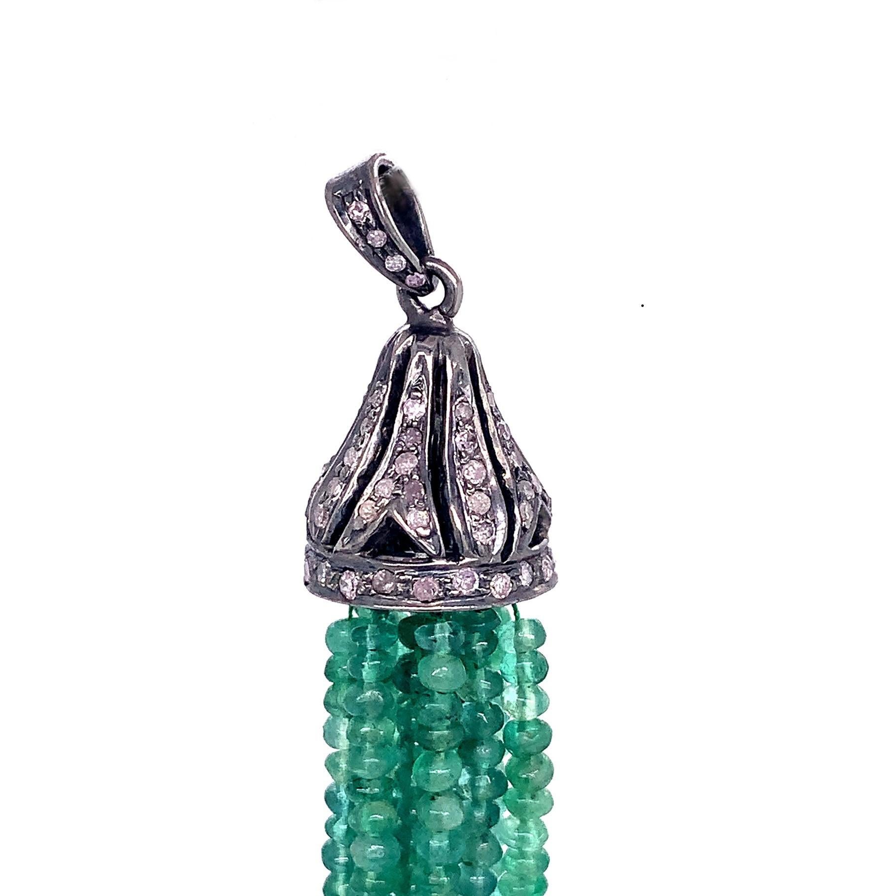 Contemporary Lucea New York Emerald Tassel Pendant For Sale