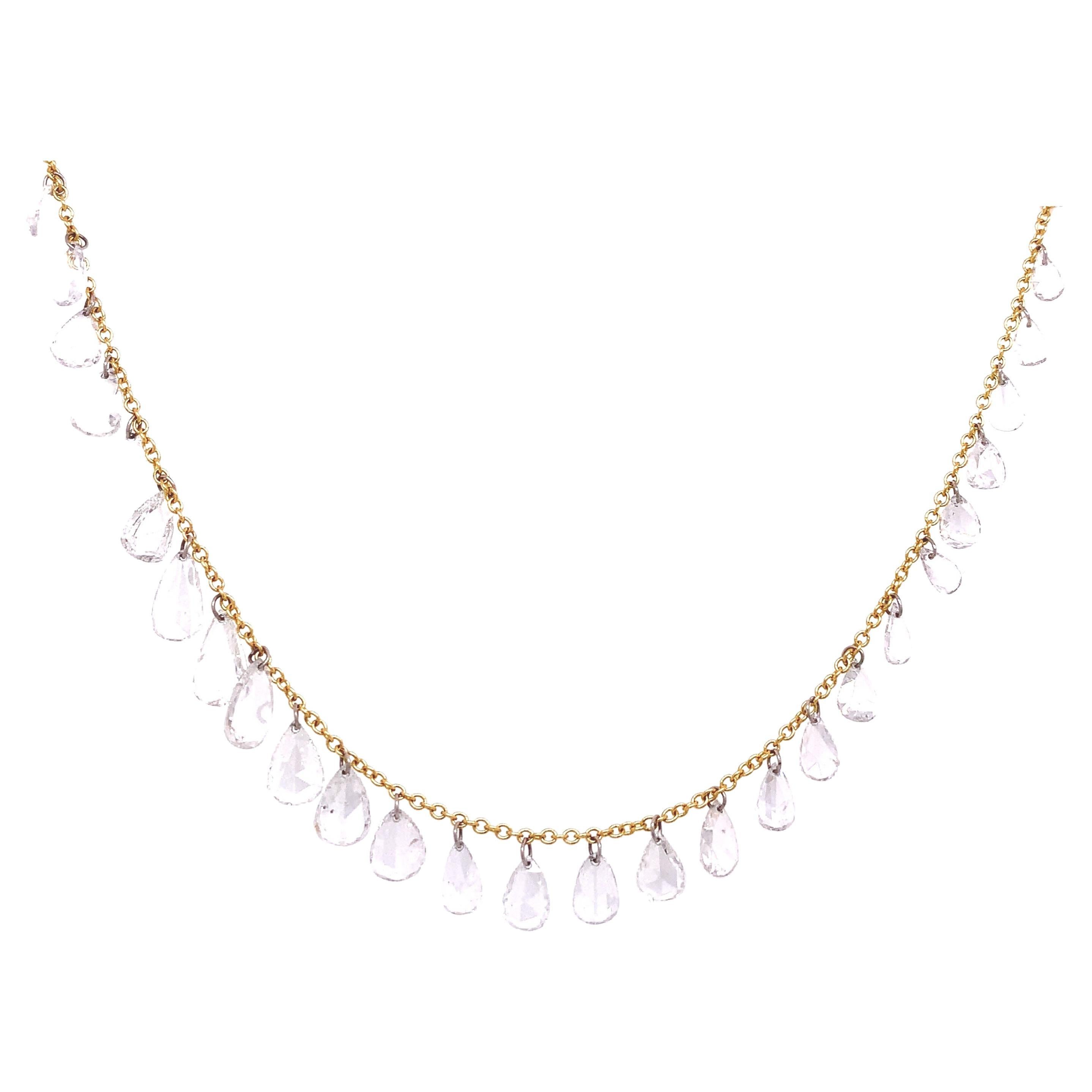 Lucea New York Gold & Diamond Fringe Necklace For Sale