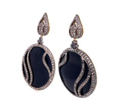Lucea New York Icy Diamond and Black Onyx Earrings