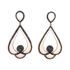 Lucea New York Icy Diamond and White Enamel Earring