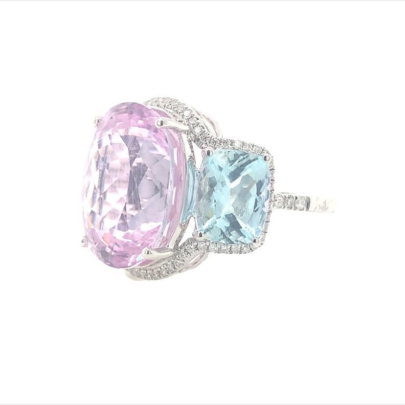 Contemporary Lucea New York Kunzite & Aquamarine Diamond Ring